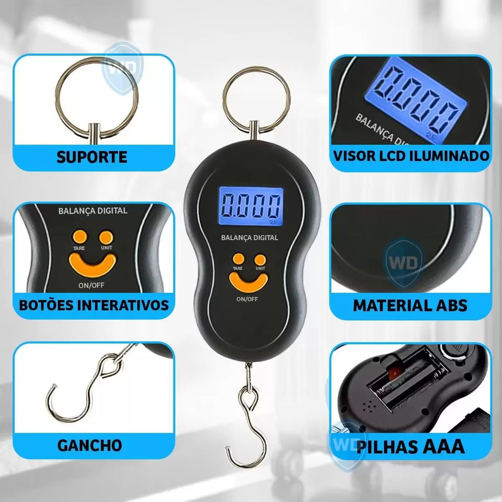 DIGITAL HANGING SCALE 50kg ABS LCD Display Strap Travel Multifunctional Digital Luggage Weighing Scales