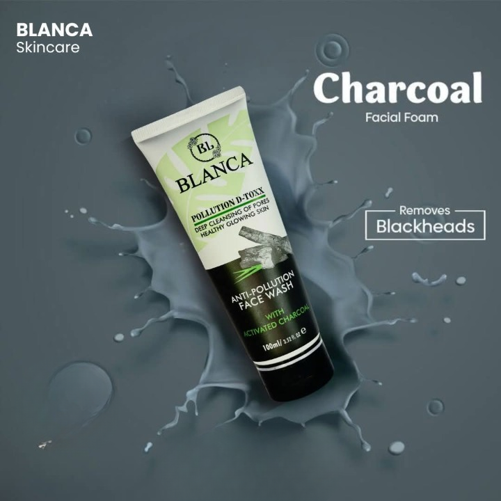 Blanca Pollution Detox Facewash With Charcoal Green Tea And Aloe Vera Deep Cleansing 100ml