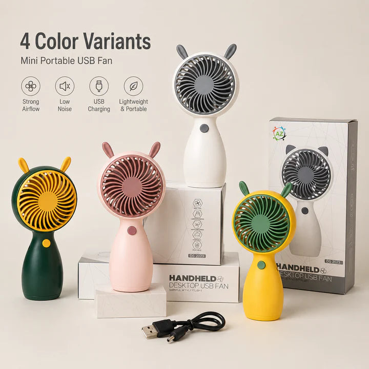 Portable USB Rechargeable Mini Handheld Fan | Lightweight Personal Cooling Fan | Strong Airflow | Portable Summer Cooling Fan (Random color)