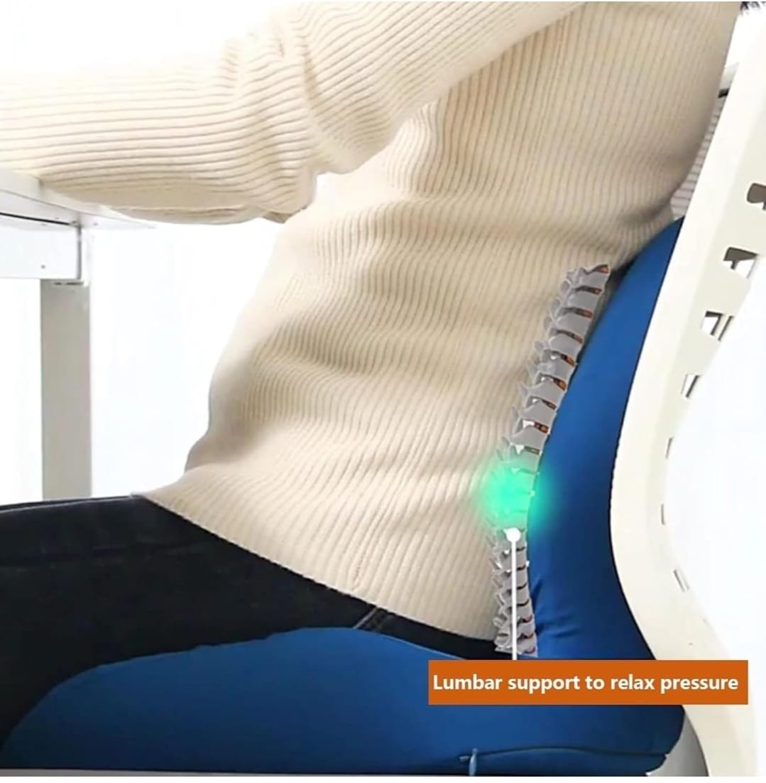 Ergonomic Lumbar Support Cushion �Soft PU Memory Foam Backrest Pillow for Office Chair, Car & Home Use