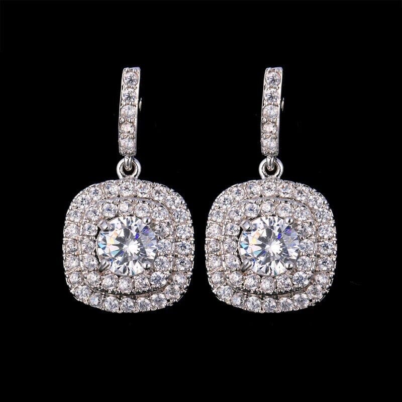 Crystal Earrings �Sparkling Dangle Earrings for Party &amp; Everyday Wear - Earings For Girls ( PJT-990 ) - SILVER