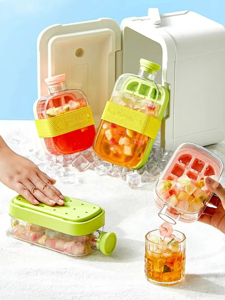 My Crush Cup Ice Cube Tray, Water Bottle Ice Cube Tray, Cool Summer Ice Cube Cup, Upgraded Ice Cube Bottle, Reusable Press-to-Cold Ice Cube Hydration - 500ml - Random Color (Fiber Glass)