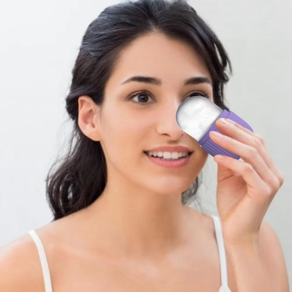 Ice Roller Facial Massager | Silicone Cleansing Ice Lattice | Ice Cube Roller with Scrub (Random Color)