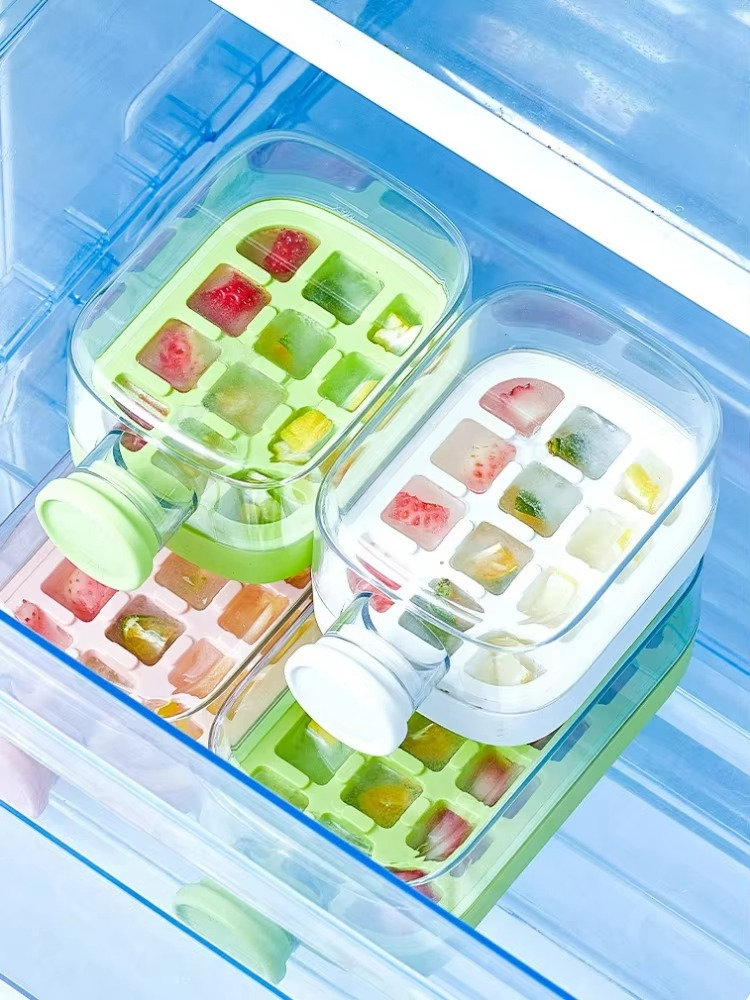My Crush Cup Ice Cube Tray, Water Bottle Ice Cube Tray, Cool Summer Ice Cube Cup, Upgraded Ice Cube Bottle, Reusable Press-to-Cold Ice Cube Hydration - 500ml - Random Color (Fiber Glass)
