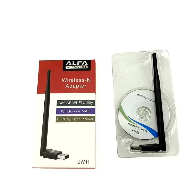 UW11 Alfa Net Wireless-N USB WiFi Adapter with Antenna | 2.4GHz 150/300Mbps High-Speed Network Dongle for PC, Laptop, Windows &amp; Linux �IEEE 802.11b/g/n, Soft AP Utility