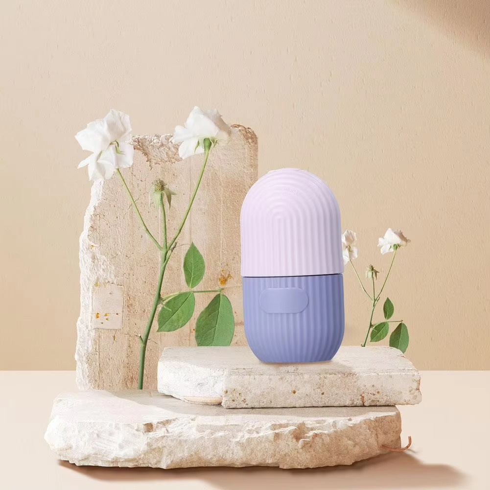 Ice Roller Facial Massager | Silicone Cleansing Ice Lattice | Ice Cube Roller with Scrub (Random Color)