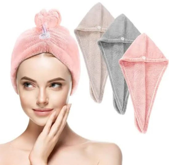 Hair Drying Towel Cap �Quick Dry, Soft & Absorbent Turban Wrap for Women | Anti-Frizz Hair Wrap Towel for Bathroom & Salon Use