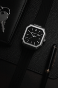 Universal Point UP 1988 �Square Dial Leather Strap Watch | Stainless Steel Case | Water Resistant 3 ATM (With Box)