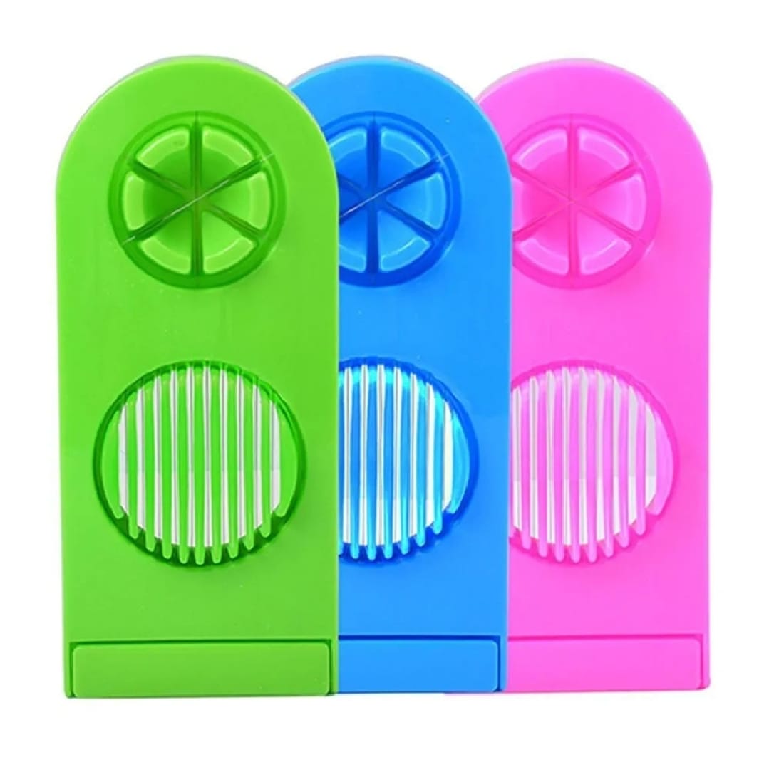 2-in-1 Egg Cutter & Slicer �Boiled Egg Slicing Machine with Stainless Steel Cutting Wires, Kitchen Cooking Tool | Random Color