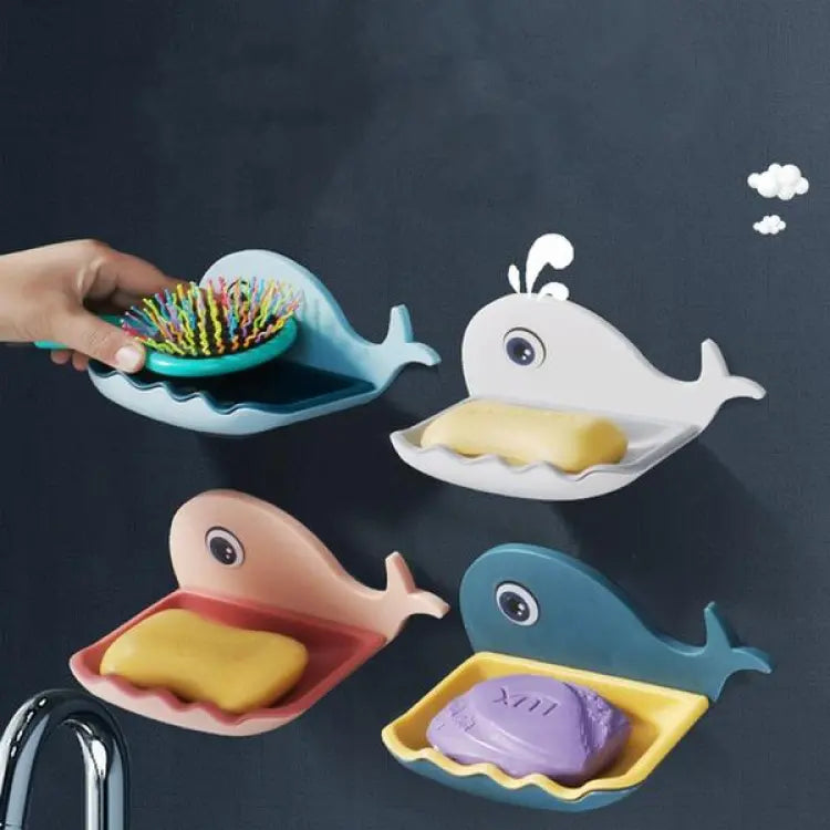 Whale Fish Shaped Soap Holder for Bathroom |  Wall Mounted Soap Bar, Holder Rack for Shower Wall, Kitchen, Bathroom - random color(1 PC)