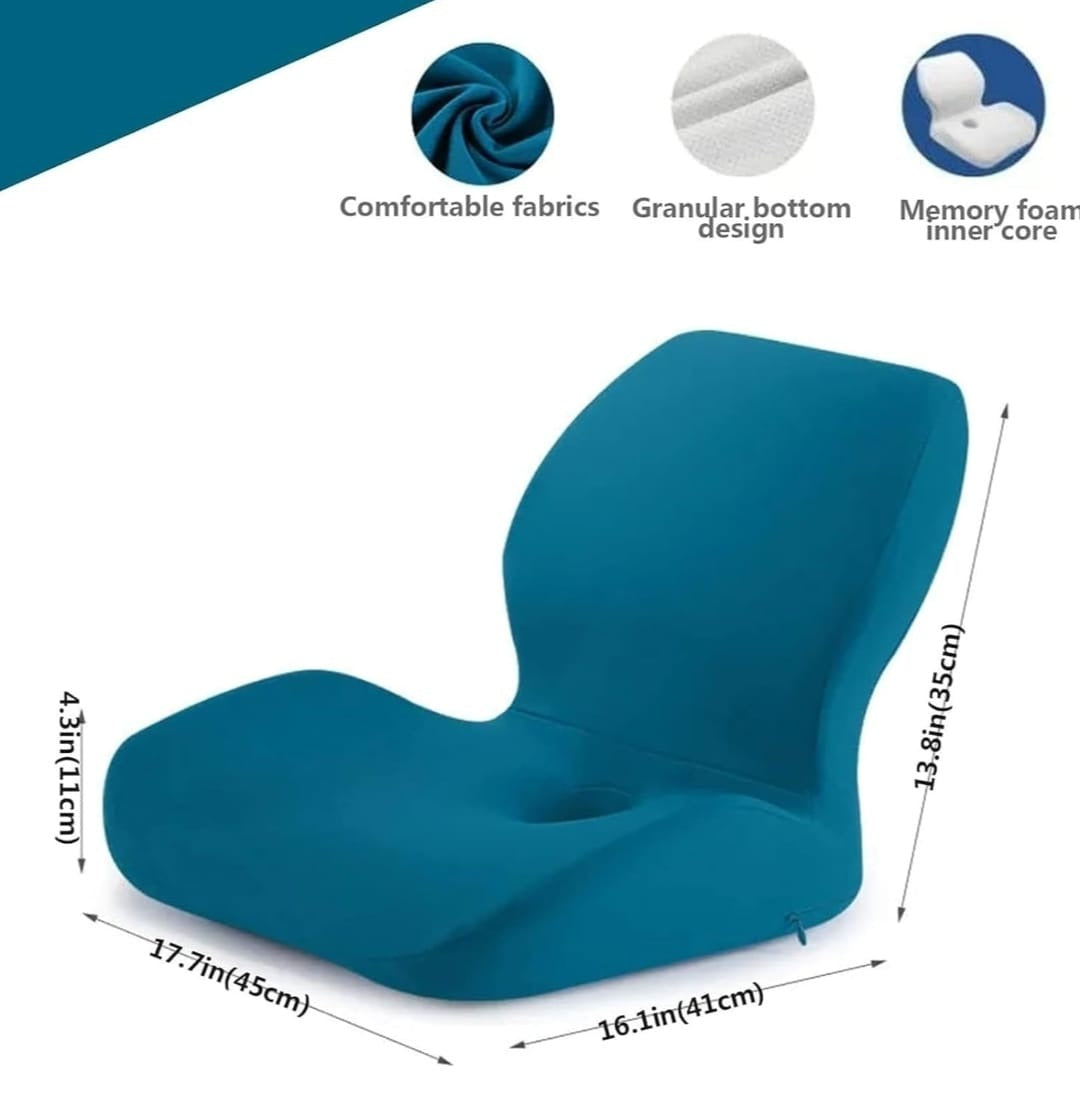 Ergonomic Lumbar Support Cushion �Soft PU Memory Foam Backrest Pillow for Office Chair, Car & Home Use