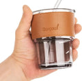 Reusable Coffee Mug with Straw �Leakproof Lid & Heat-Resistant PU Leather Sleeve for Hot & Cold Drinks (300ml)