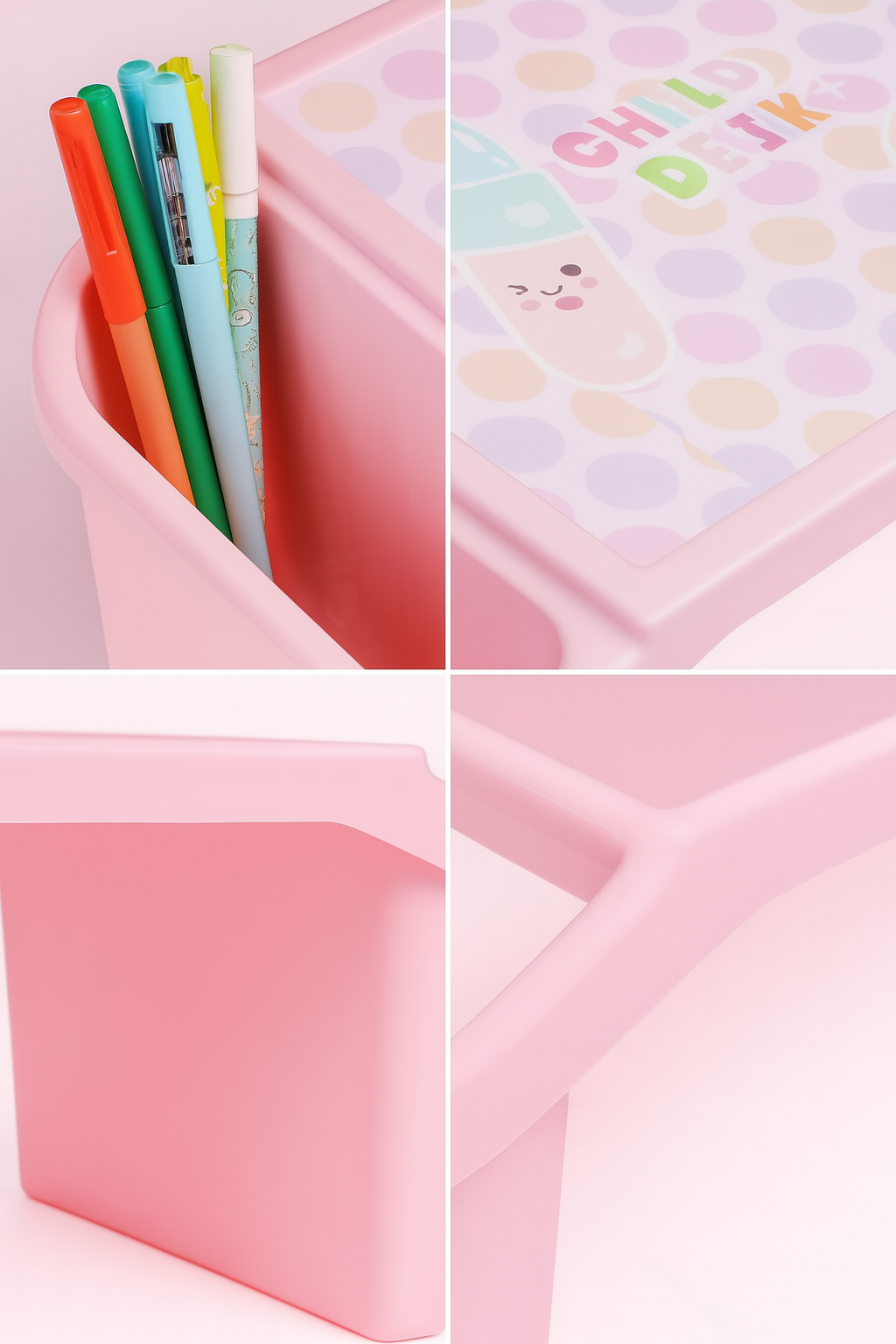 Kids Portable Study Table �Multifunctional Plastic Desk with Side Storage (Random Color)