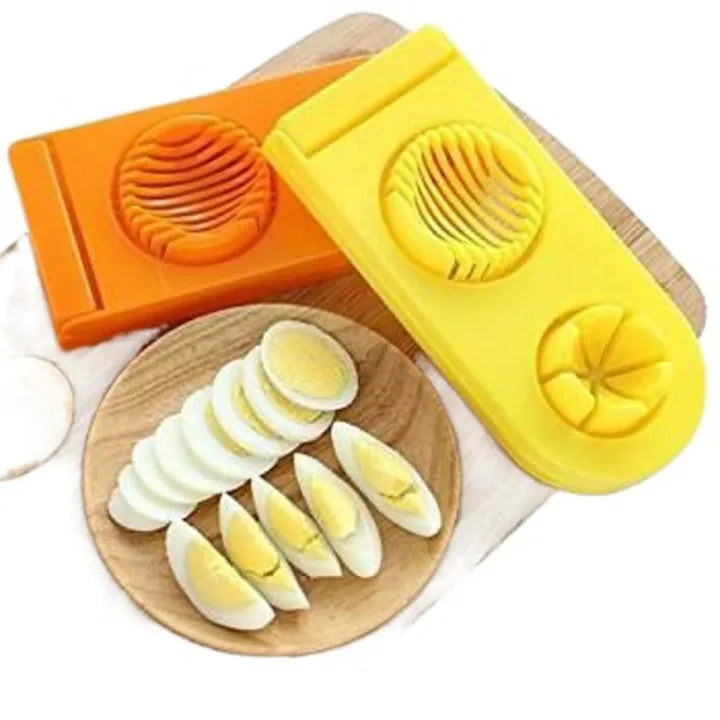 2-in-1 Egg Cutter & Slicer �Boiled Egg Slicing Machine with Stainless Steel Cutting Wires, Kitchen Cooking Tool | Random Color