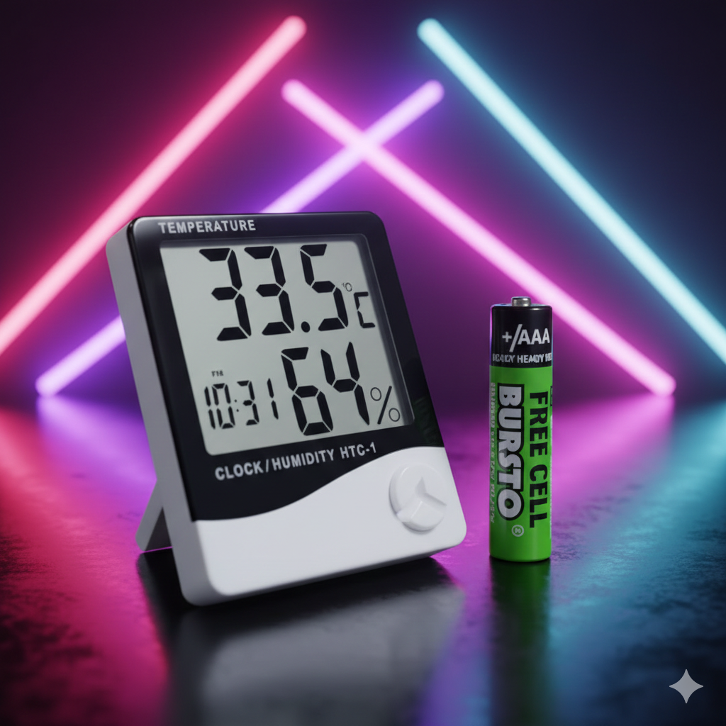 Professional LCD Indoor Temperature & Humidity Monitor �Large Display, Accurate Readings + Free Battery.