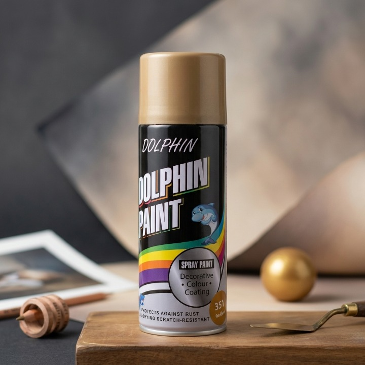 Dolphin Chrome Gold Spray Paint 300ml �High Shine Metallic Finish Spray