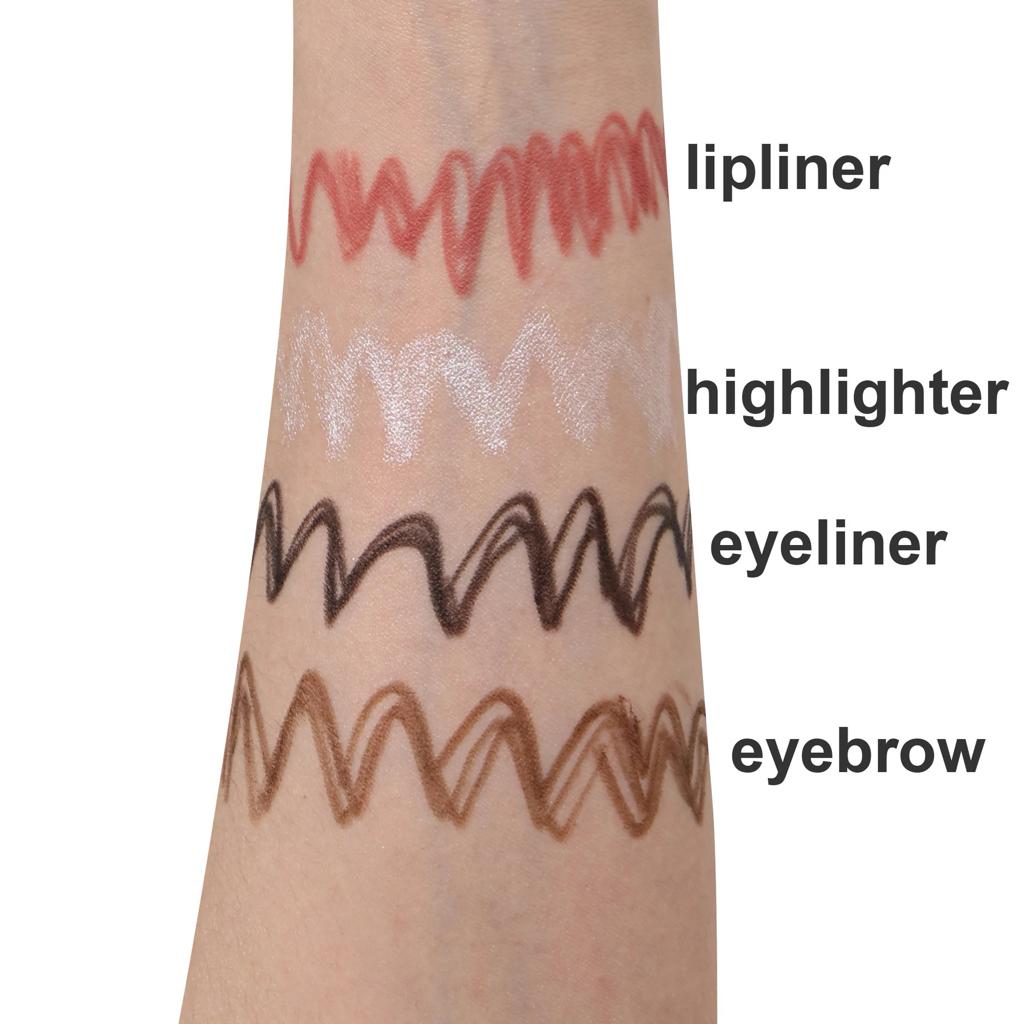 Multi-effect 4 In 1 Eyeliner Eyebrow Pencil Contour Pen Long Lasting Waterproof  for girls, eyeliner lipstick highlighter brow liner all in one (Random Color)