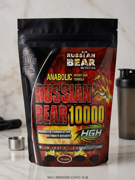 Russian Bear Mass Gainer 1KG Chocolate Flavor High-Calorie Weight Gain Supplement