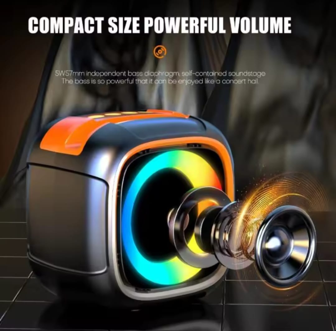S11 Mini Portable Bluetooth Speaker with Phone Holder, RGB Lights, Super Bass & 10-Hour Playtime �Compact Travel Wireless Speaker (Random Color)