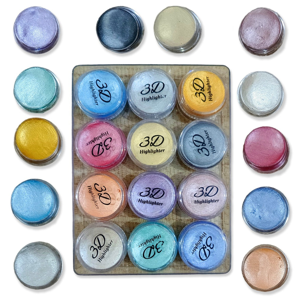 Professional 3D Highlighter 12 Color Palette �Trendy Creamy Shimmer Kit With Pressed Powder Shades �Shiny Makeup Cosmetic Palette Box For Radiant Glow
