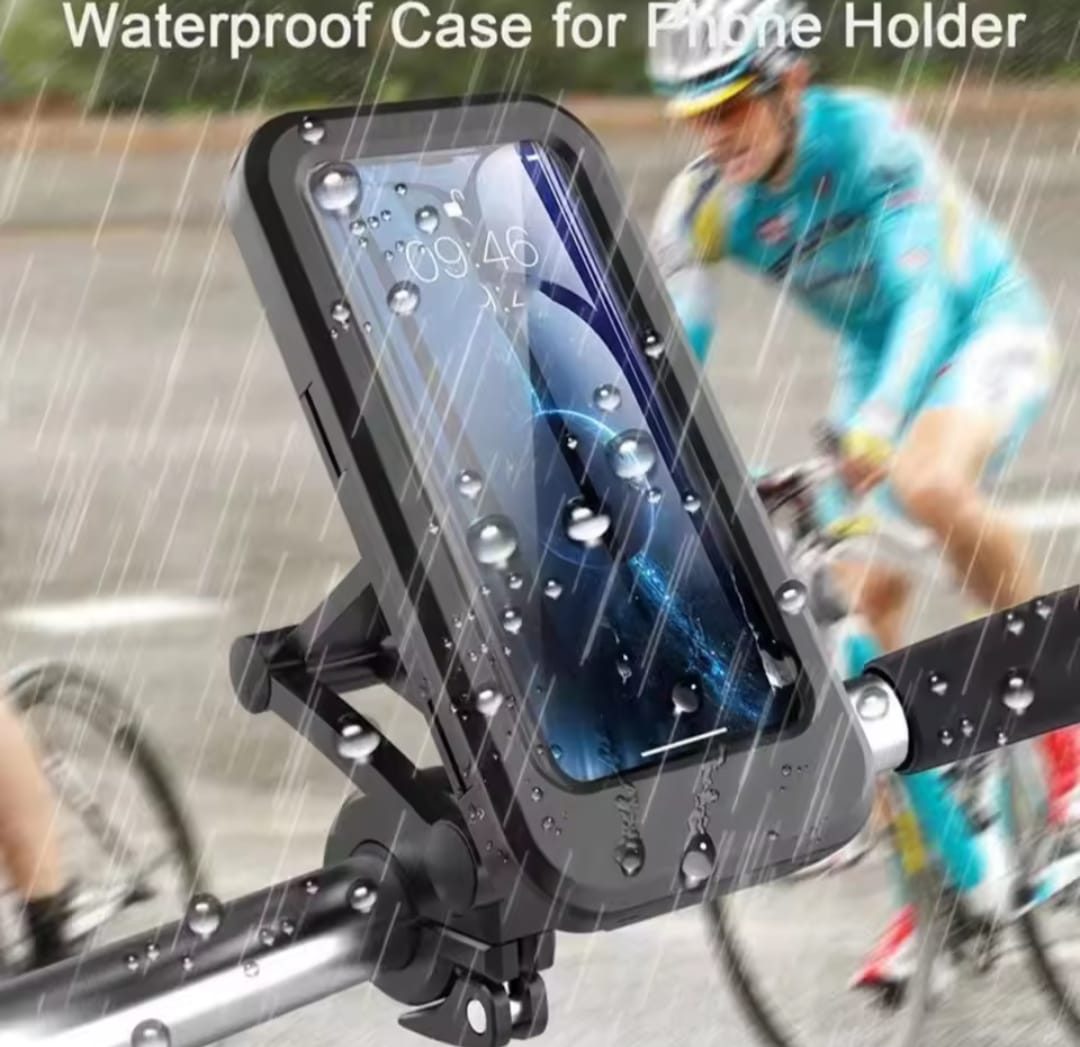 Waterproof Bike Phone Mount - 360? Rotatable Motorcycle & Bicycle Mobile Holder - Adjustable Touch Screen Handlebar Phone Support for All Bikes