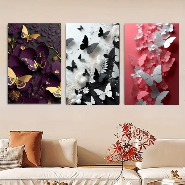 Set of 3 Premium Wall Art Photo Tiles �Modern Home Decor Sets