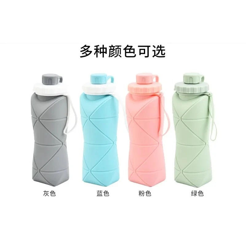 Silicone Folding Bottle | 600ML Silicon Foldable Bottle | Smart Travel Bottle Collapsible Design (Random Color)