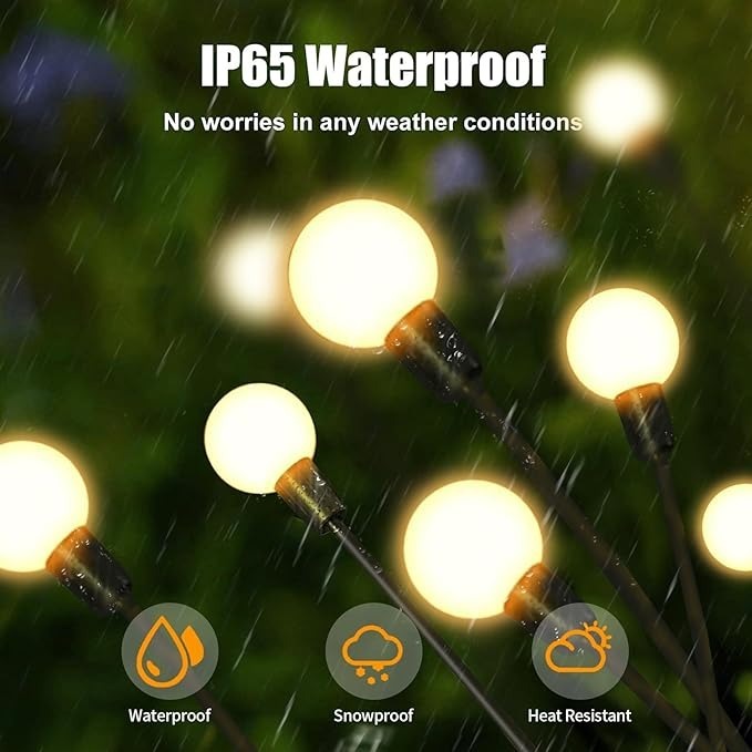 Garden Lights �New Upgraded Solar Powered Firefly Lights, Outdoor Waterproof Vibrant Decorative Lighting for Home & Garden (Warm Light)
