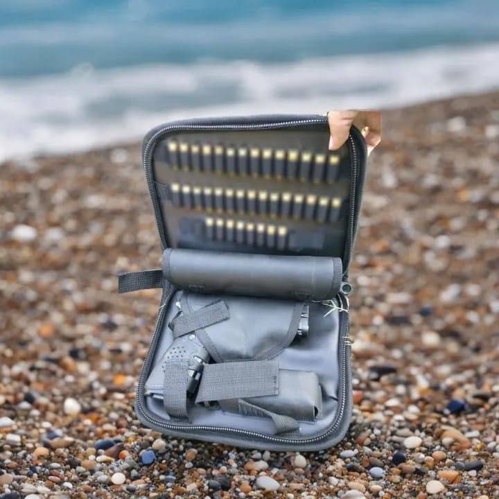 Tactical Hard Shell Pistol Carry Case with Multi Holders & Secure Zip Lock