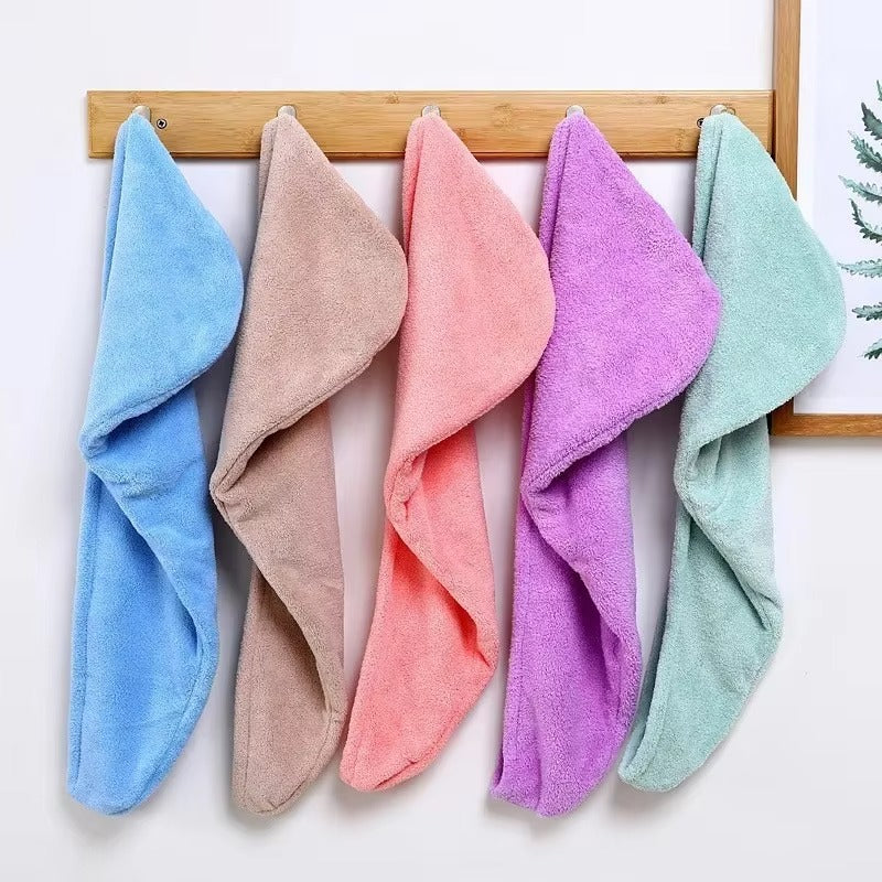 Hair Drying Towel Cap �Quick Dry, Soft & Absorbent Turban Wrap for Women | Anti-Frizz Hair Wrap Towel for Bathroom & Salon Use (Random Color)