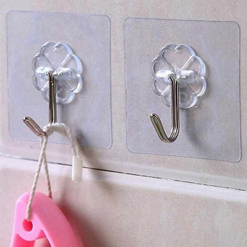 Transparent Self-Adhesive Wall Hooks �Strong Hold, No Drill, Damage-Free Hanging - Pack of 10