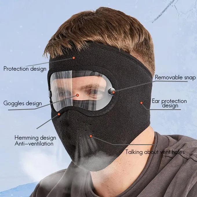 Windproof Anti Dust Full Face Masks Cycling Ski Breathable Masks Eye HD Anti Fog Goggles Hood Cover Winter Warm Hat Caps - random color