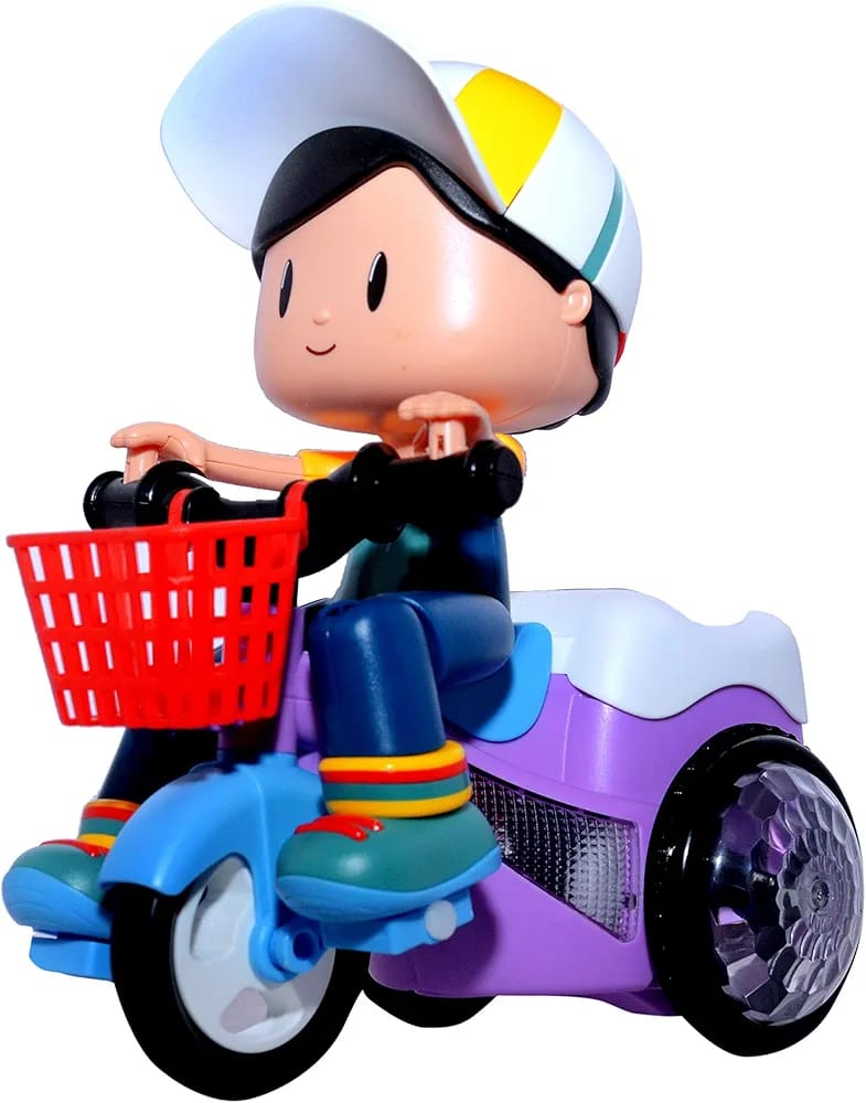 Musical Stunt Tricycle Toy Bike for Kids with 360? Rotation, 3D Flashing Lights, Music & Bump and Go Action