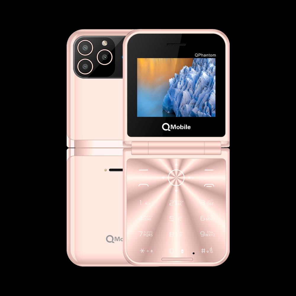 QMobile Phantom Fold 2.4 Inch Display prov PTA Aped Mobile With 1400mAh Battery 4 SIM Support And Type C Charger (Random Color)