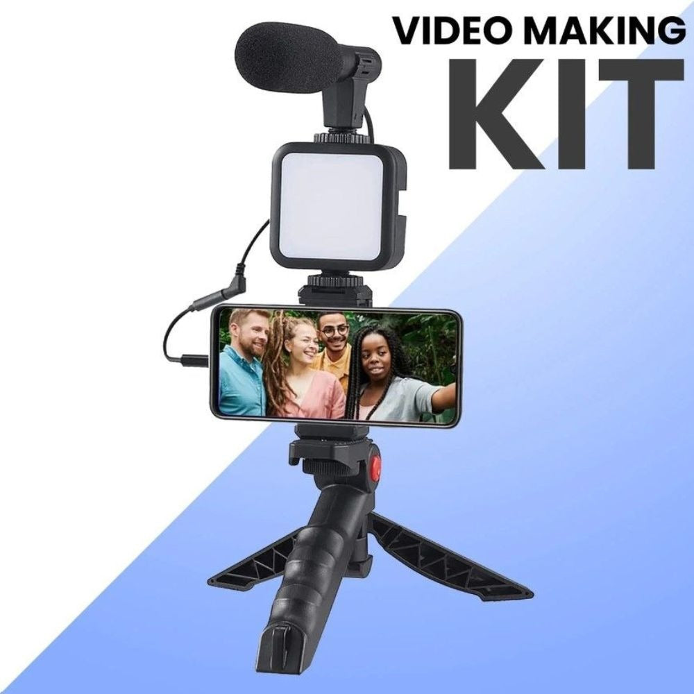 High Quality Vlogging Kit | Mobile & DSLR Accessories | Tripod, Mic & 360? LED Video Recording Setup