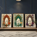 Tawakkul | Sabar | Shukar Wooden Sticky Wall Art �3 Piece Islamic Motivational Frame Set, 8x11 inch Each with Easy Sticky Tape Installation