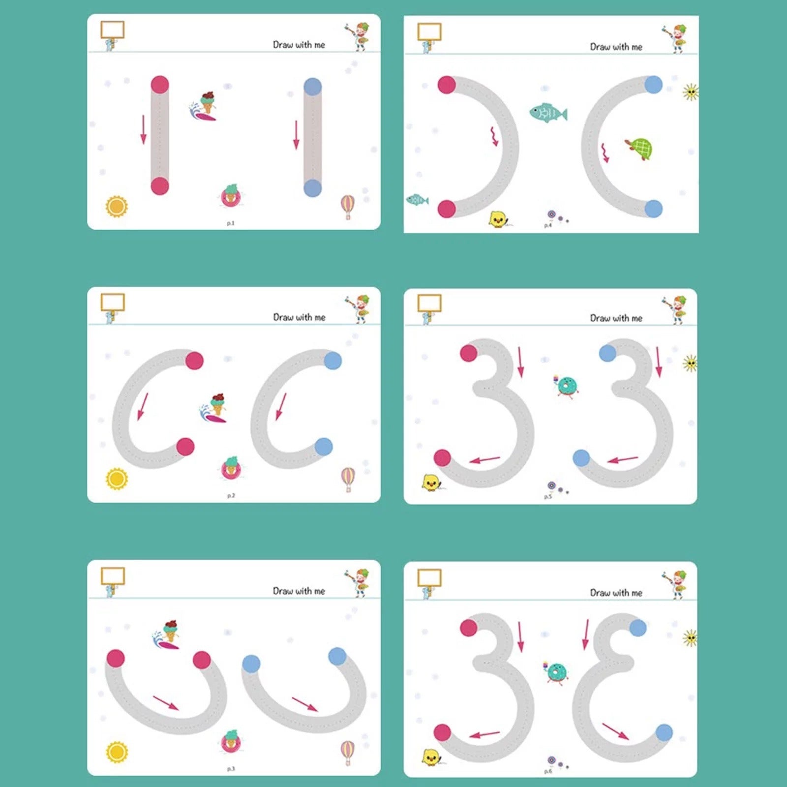 A4 Kids Educational Learning Tracing Book | 64 Pages Dot-to-Dot Activity Workbook with 2 Markers (Big Size)