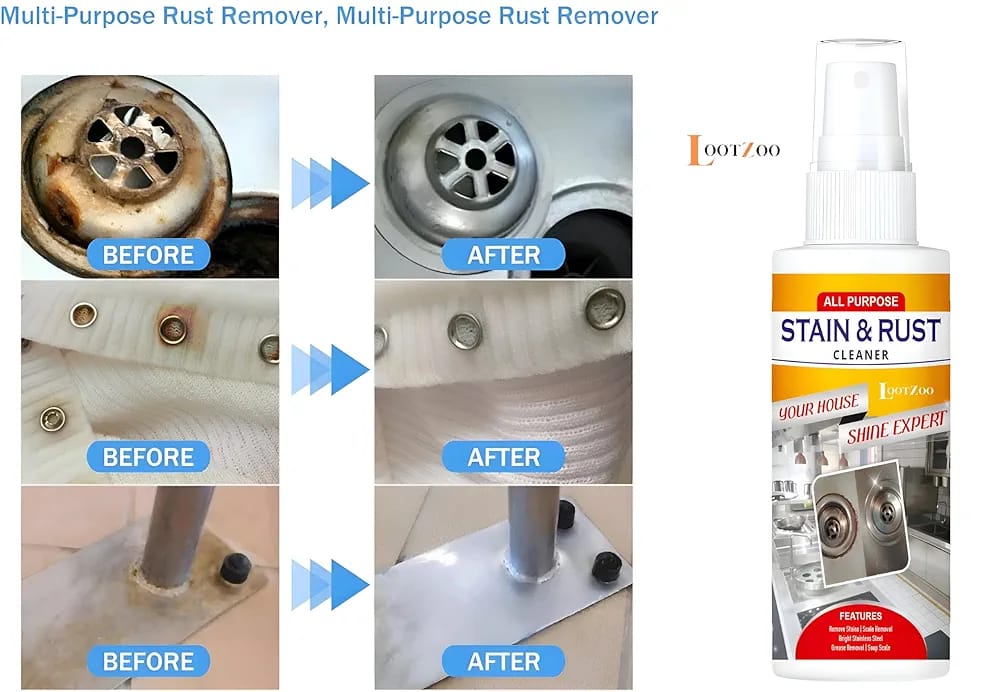 All Purpose Stain & Rust Cleaner �Powerful Multi-Surface Rust Remover with 100% Guaranteed Results - 30ML