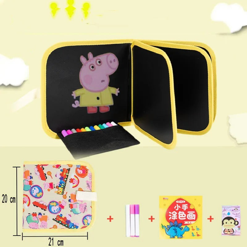 Erasable & Reusable Doodle Magic Blackboard Book with 3 Color Markers �Kids Drawing & Learning Activity Book (Random Color)