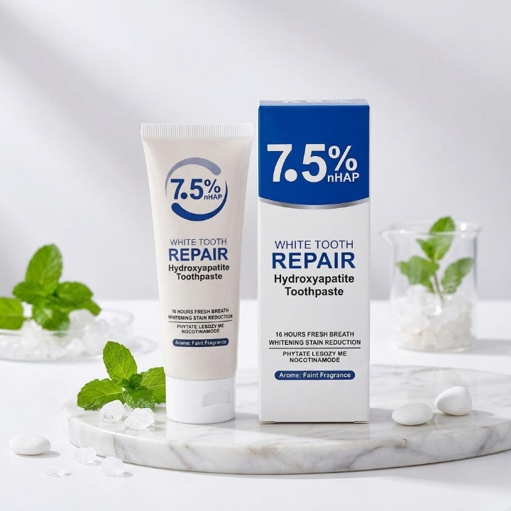 7.5% nHAP White Tooth Repair Toothpaste �Hydroxyapatite Enamel Strengthening & Whitening Formula (120g)