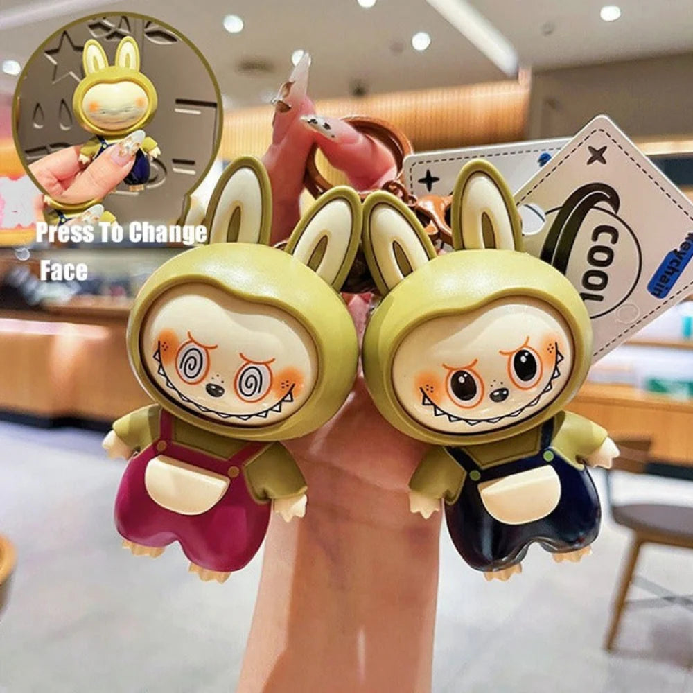 Labubu Face Changing Doll Toy | Mini Cartoon Keychain | Cute Style Decompression Toy | ( Random Color )