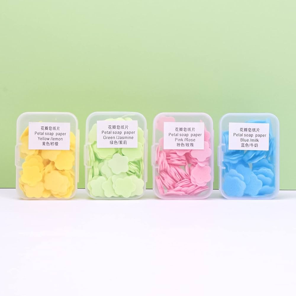 Soap Paper Disposable Bath Hand Washing Travel Foaming Scented Portable Mini Flower Soap Flakes ( Random Color)