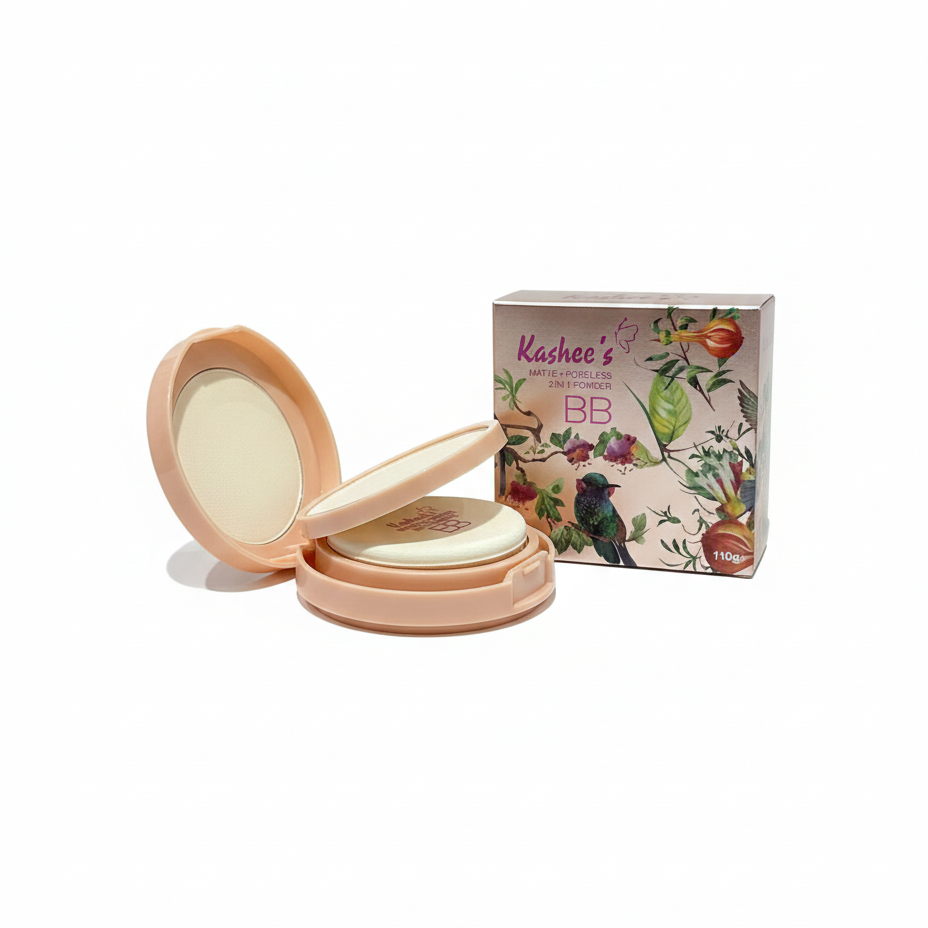 Kashees 2 In 1 Face Powder 110g �Dual Coverage Foundation & Setting Powder with Smooth Matte Finish, Long-Lasting Oil Control Formula for Flawless Everyday Makeup