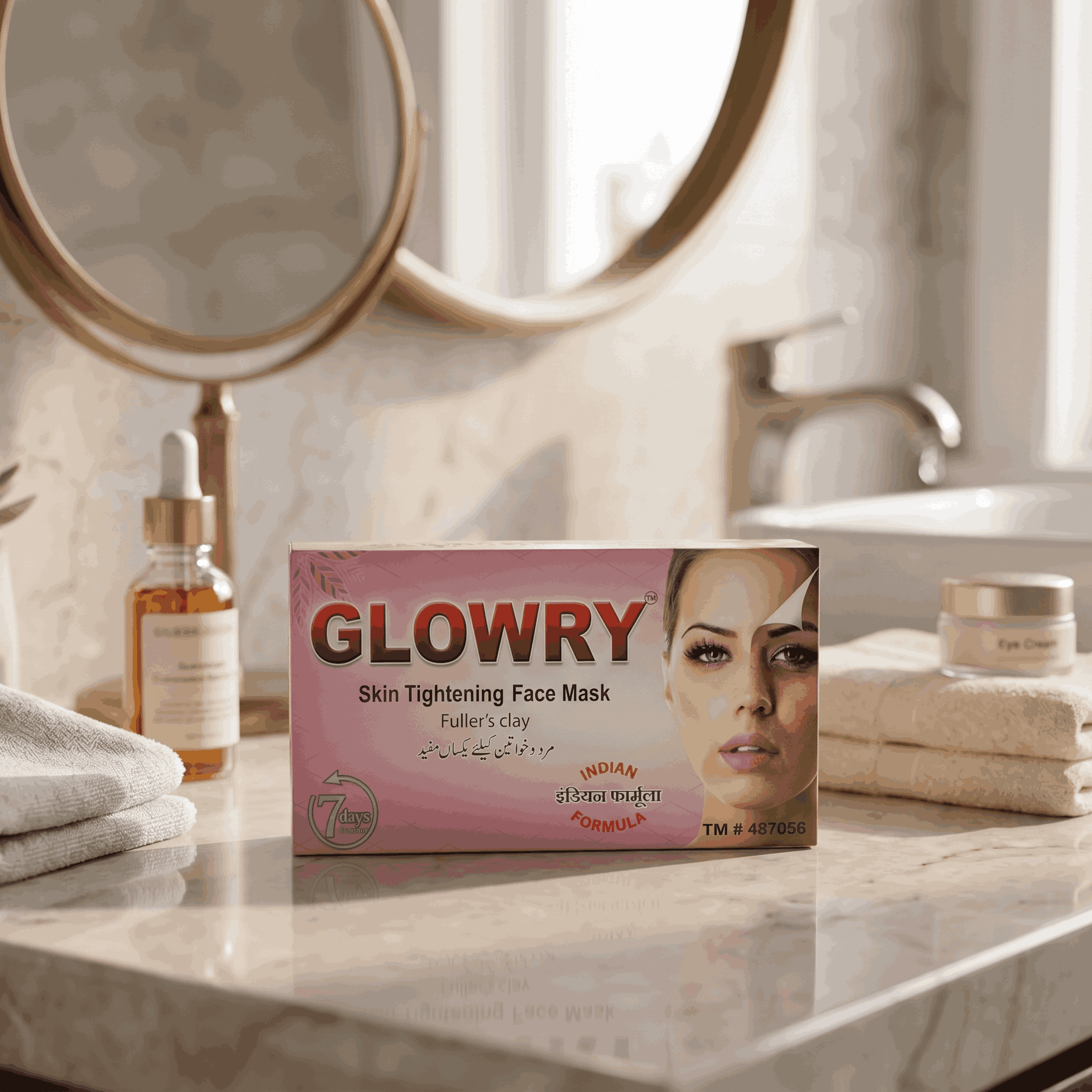 GLOWRY Skin Tightening Face Mask with Fuller? Clay | Natural Indian Formula for Oil Control & Pore Cleansing | 100% Organic Herbal Pack