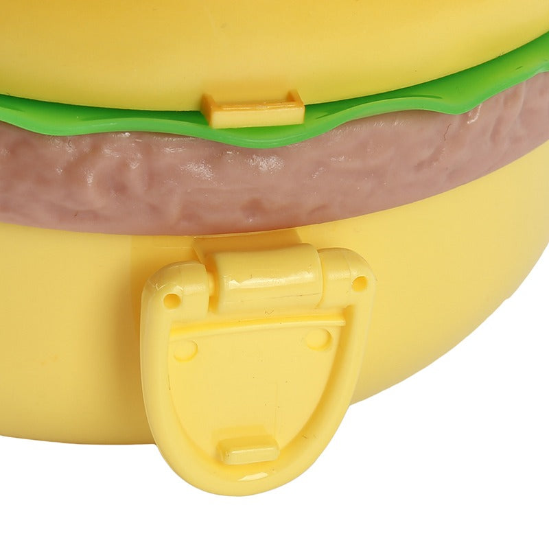 Lunch Box For Kids Burger Hamburger Shaped Multi Layer 6x3.5 Inches Multicolor Portable Food Container