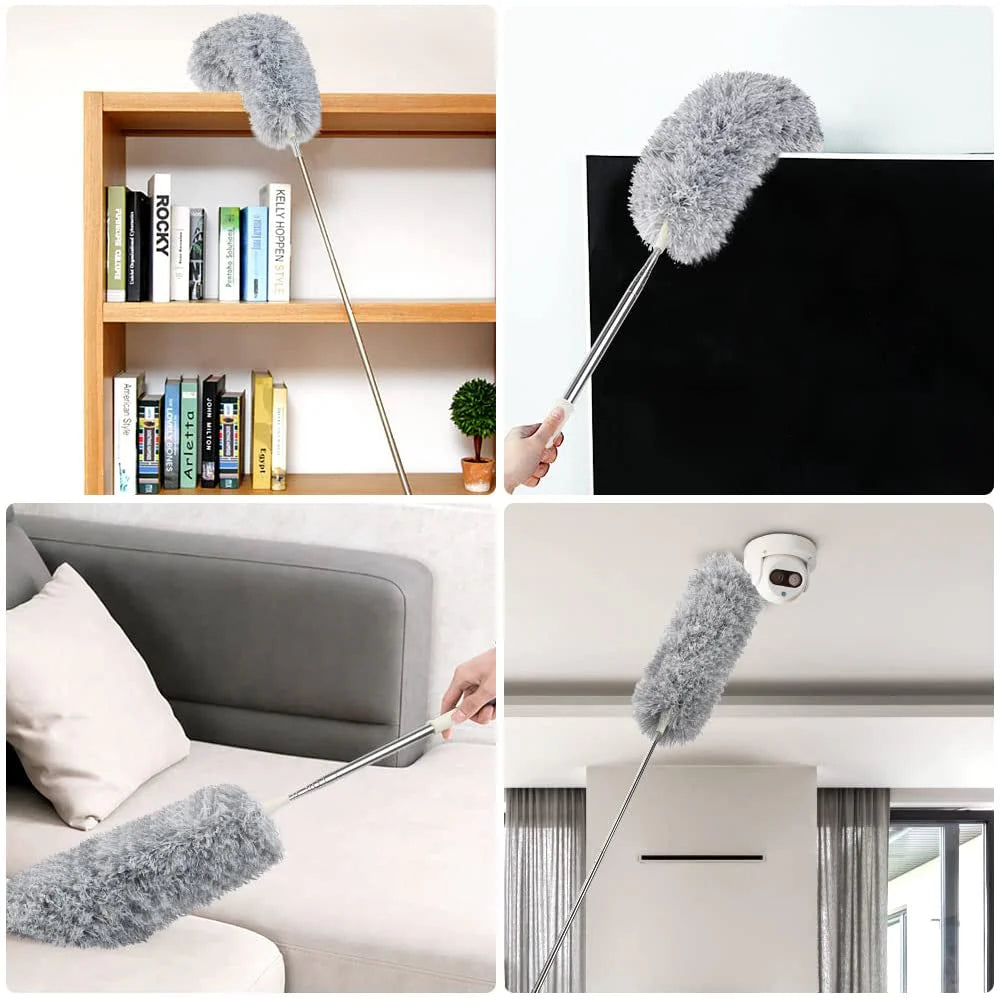 Microfiber Fan Duster | Telescopic Extendable Gray Duster | 360 Flexible Dirt & Dust Duster For Home Office Use | Micro Fiber Duster