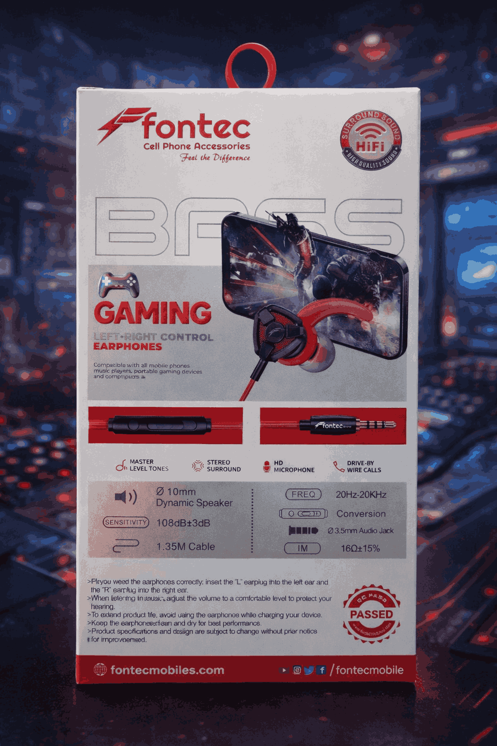 Fontec Arena Type-C Gaming Earphones with Detachable Mic �HiFi Stereo Surround Wired Handsfree for Type-C Devices (Random Color)