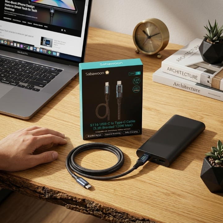 120W Digital Display Fast Charging Cable �Full Original High Speed Braided Charging & Data Cable