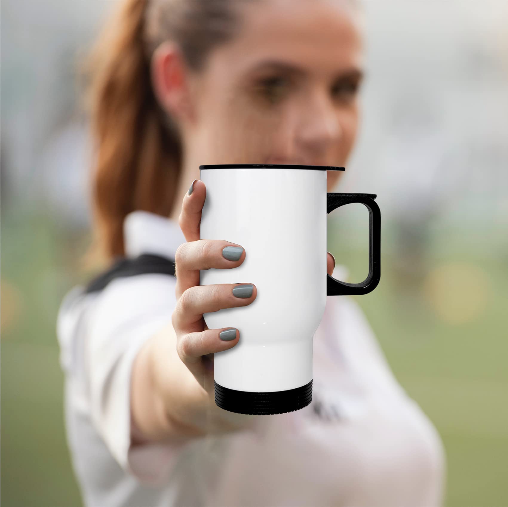 White Glossy Steel Coffee Mug 500ml �Durable Stainless Steel Cup for Hot & Cold Drinks | Office, Travel & Home Use