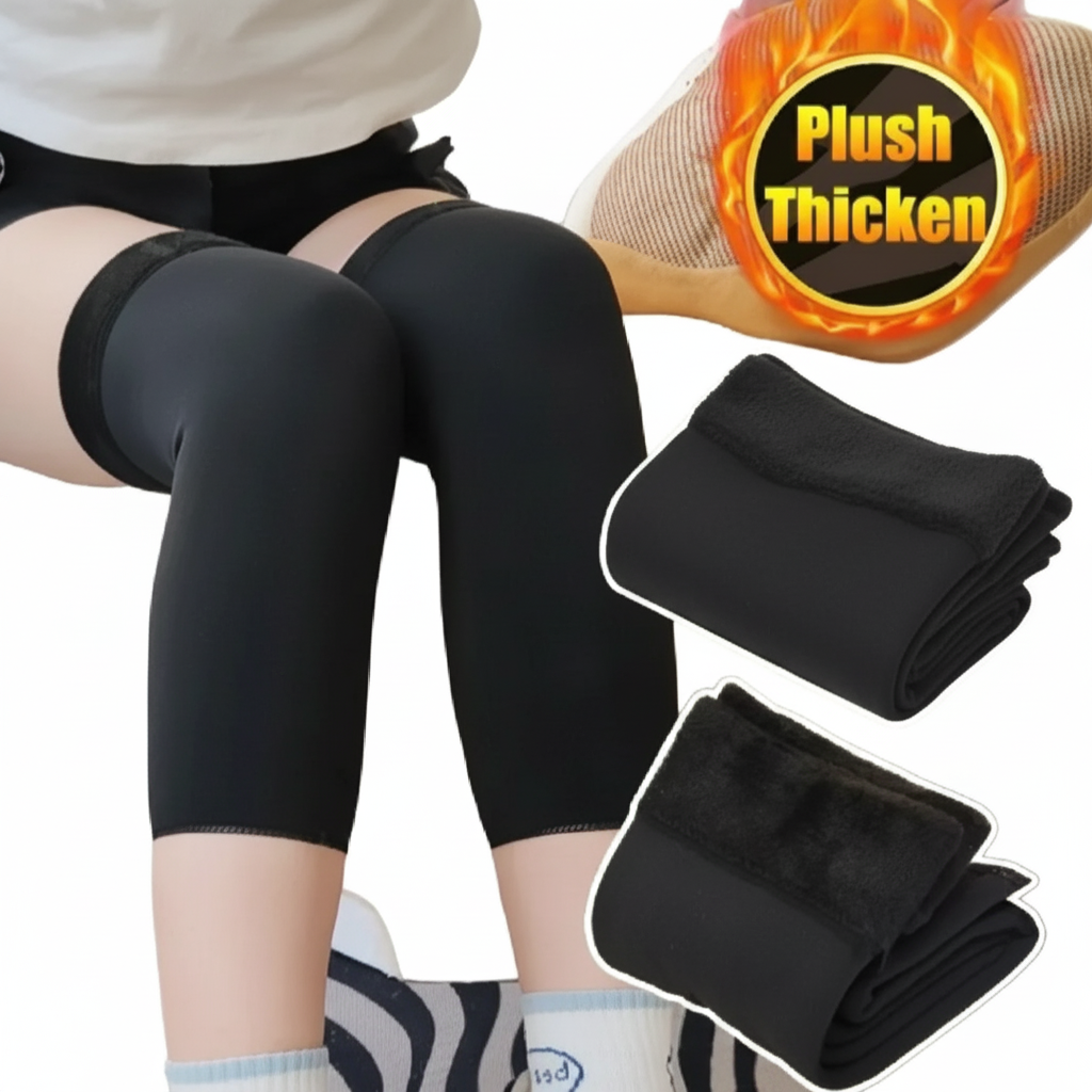 1 Pair Thermal Wool Knee Brace Sleeves �Long Warm Leg Support For Winter, Pain Relief & Joint Protection For Men And Women (Black)
